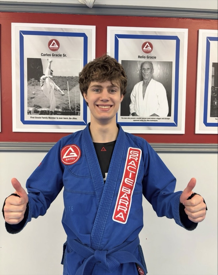 Coach Nathan in a blue Gracie Barra gi at Gracie Barra Manotick