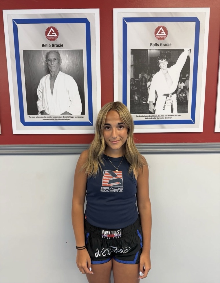 Coach Sienna in a Gracie Barra top and Muay Thai shorts at Gracie Barra Manotick